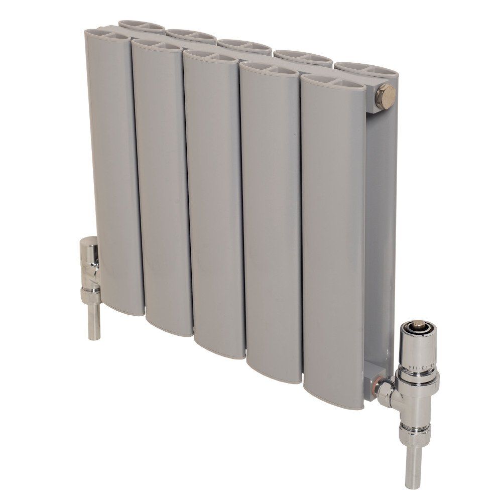 Apollo Magenta Curved Horizontal Aluminium Radiator 600mm x 995mm - White Aluminium